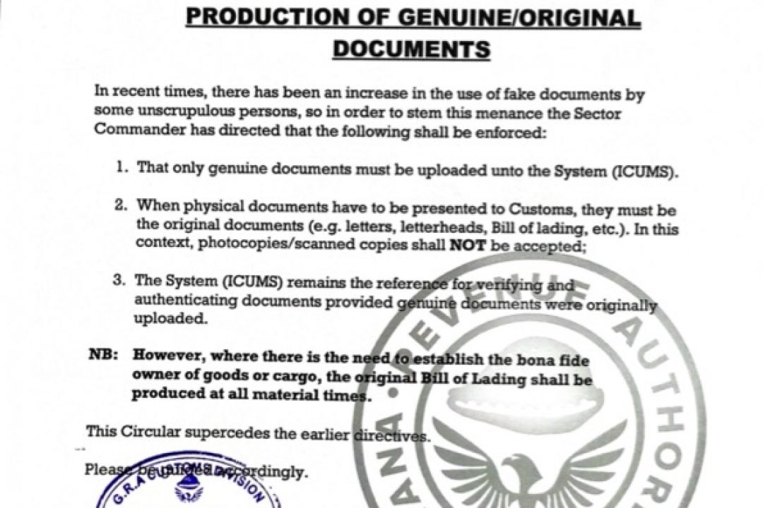 DIRECTIVES: PRODUCTION OF GENUINE/ORIGINAL DOCUMENTS